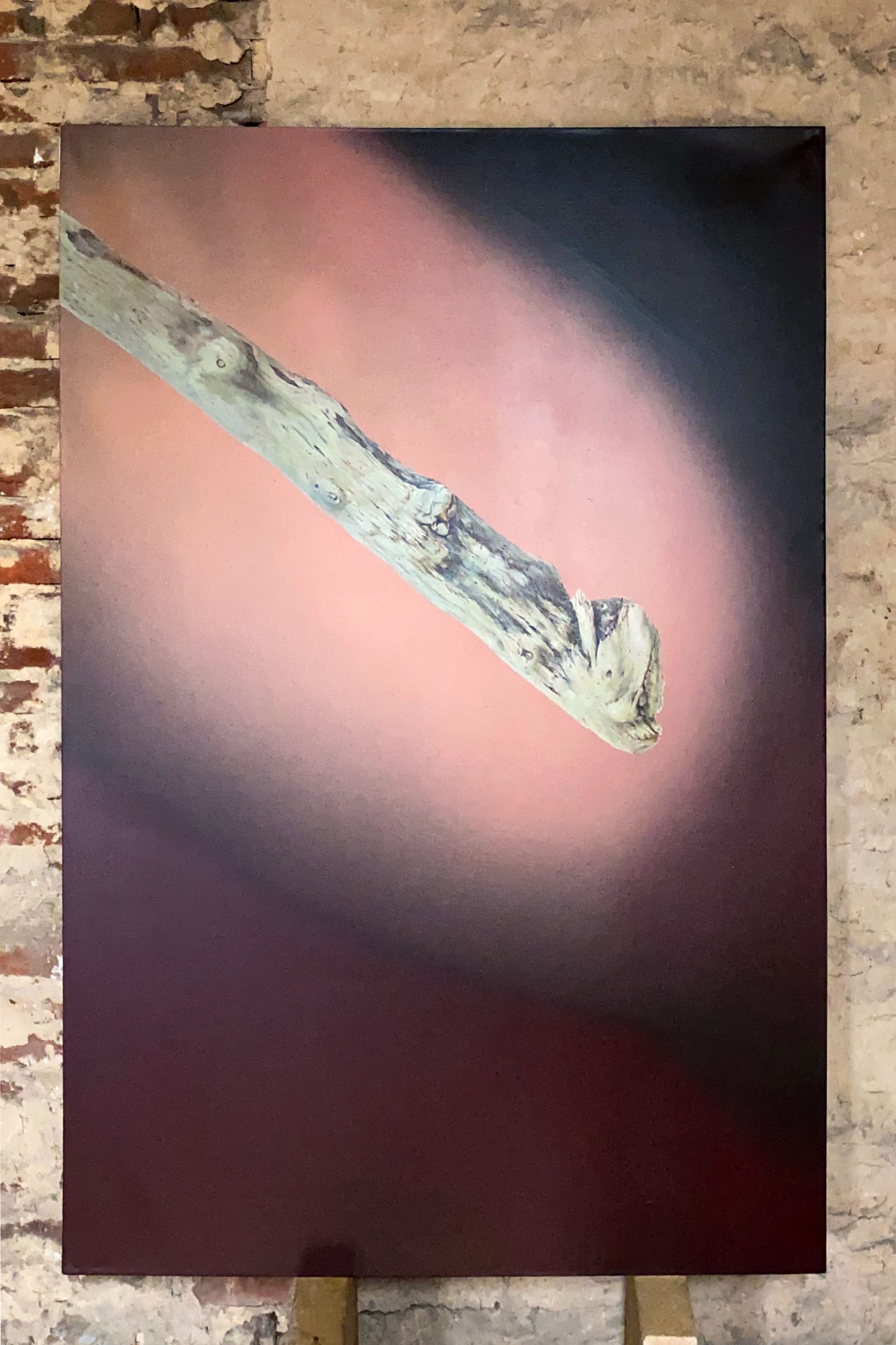 « Interrogez le bois » Peinture acrylique sur toile, (89,5 × 126,5cm), 2023.