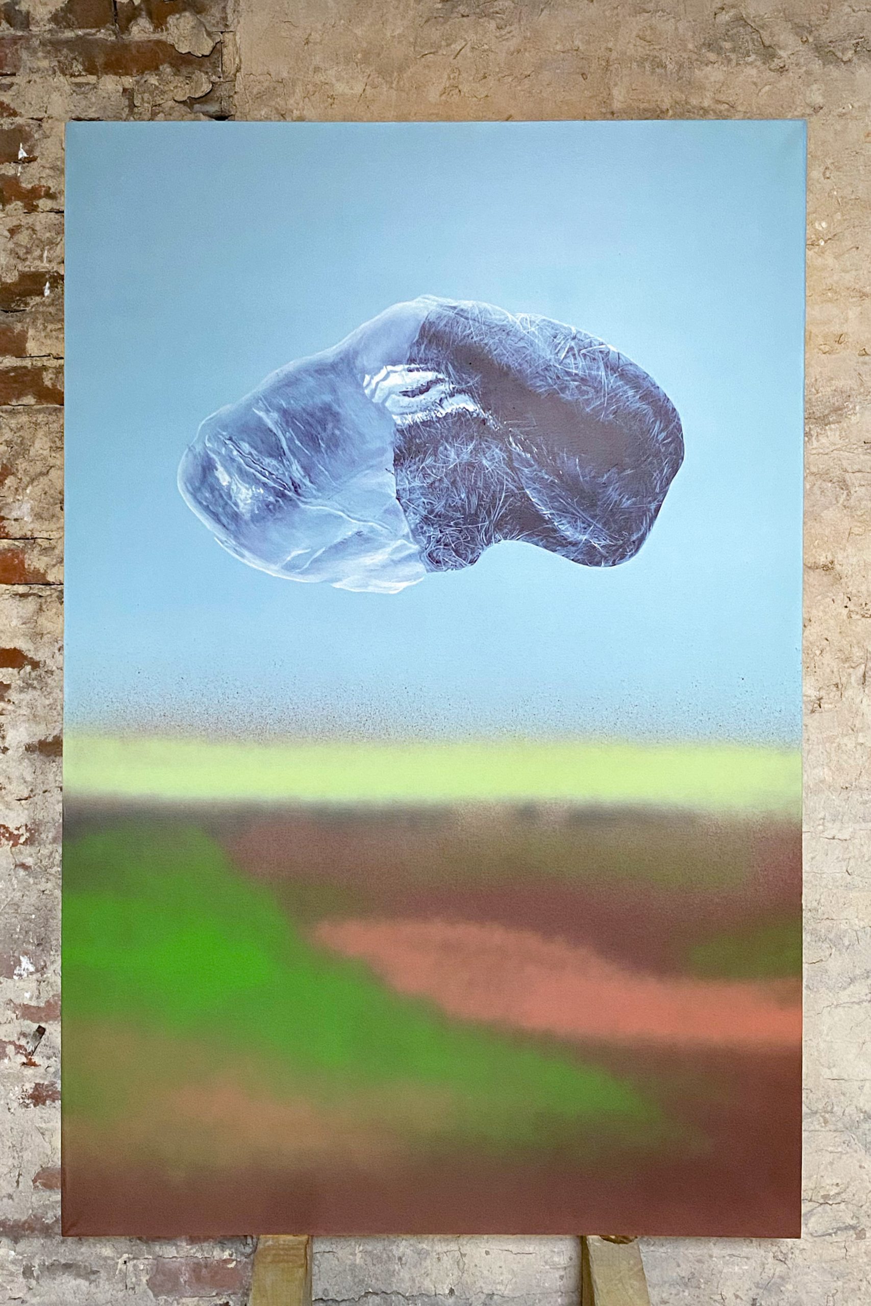 « Pierre De Mer sommeille » - Peinture acrylique sur toile, (89,5 × 126,5cm), 2023.