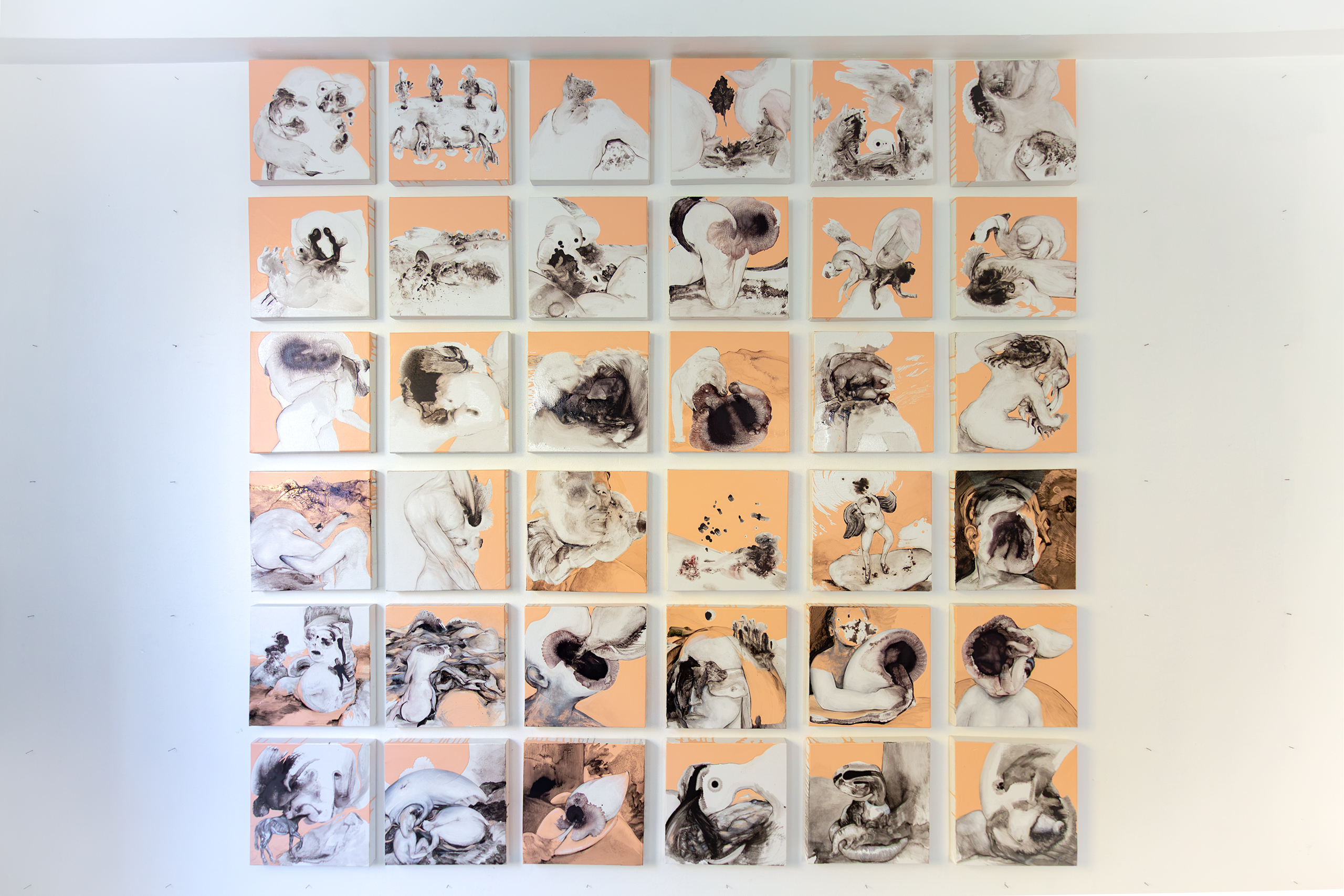 CARTE 2 - Saumon, 2019, série Cartes, peintures réalisées par David Antonio Loureiro