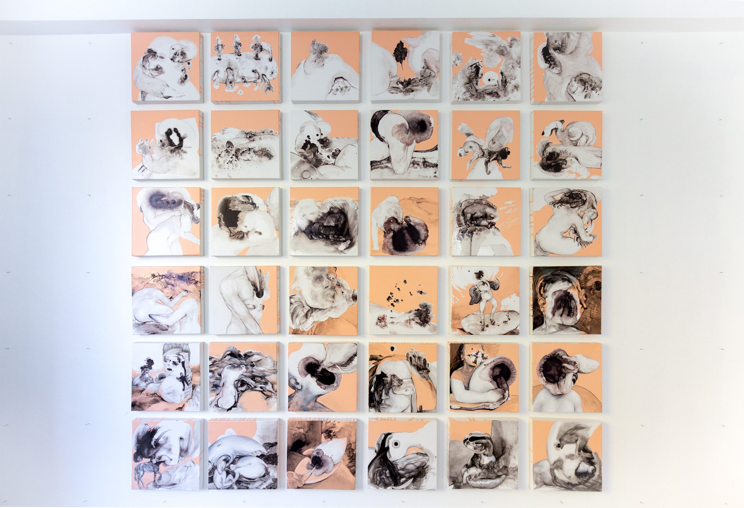 CARTE 2 - Saumon, 2019, série Cartes, peintures réalisées par David Antonio Loureiro