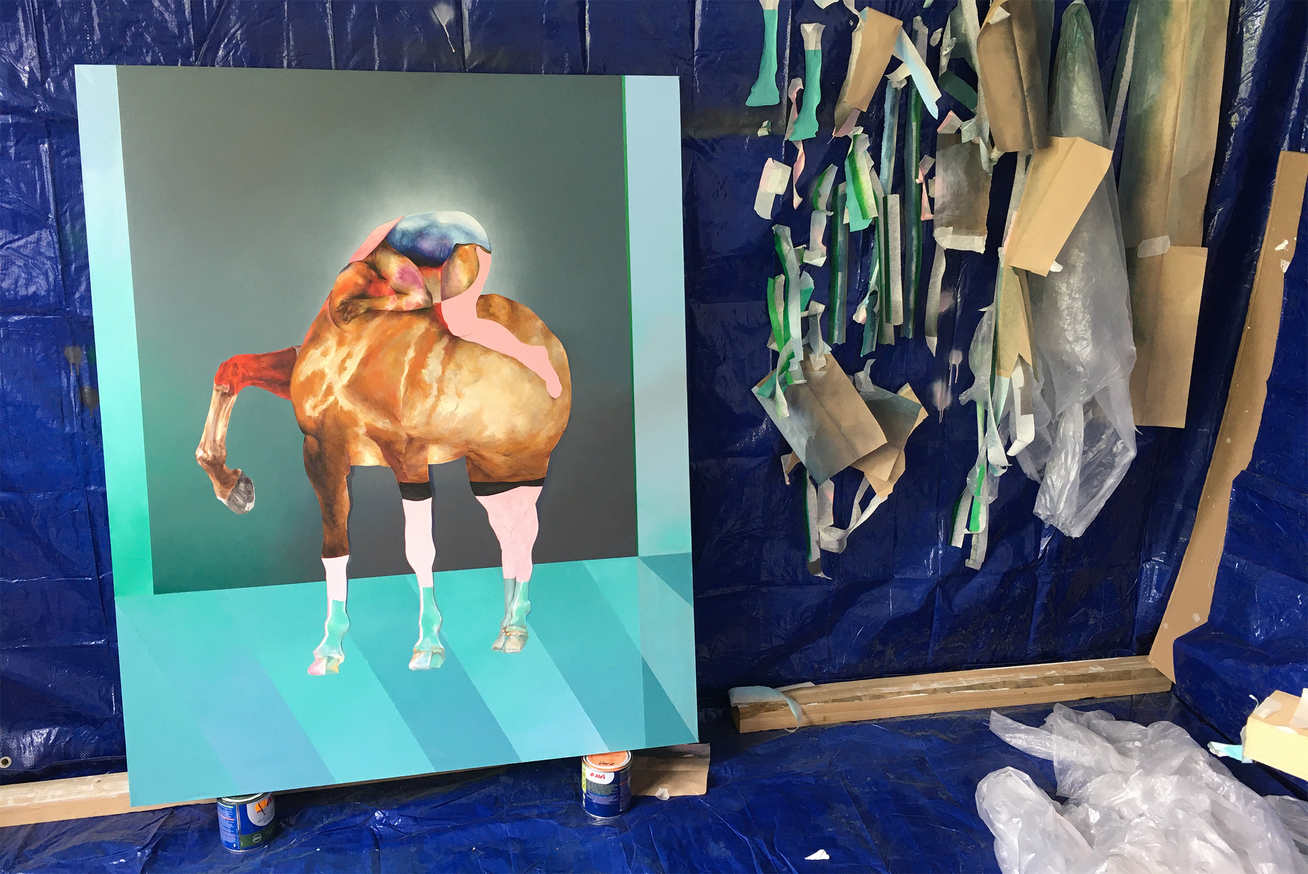 Cavalier - Peinture acrylique sur toile, documentée in-situ à l'atelier - David AL
