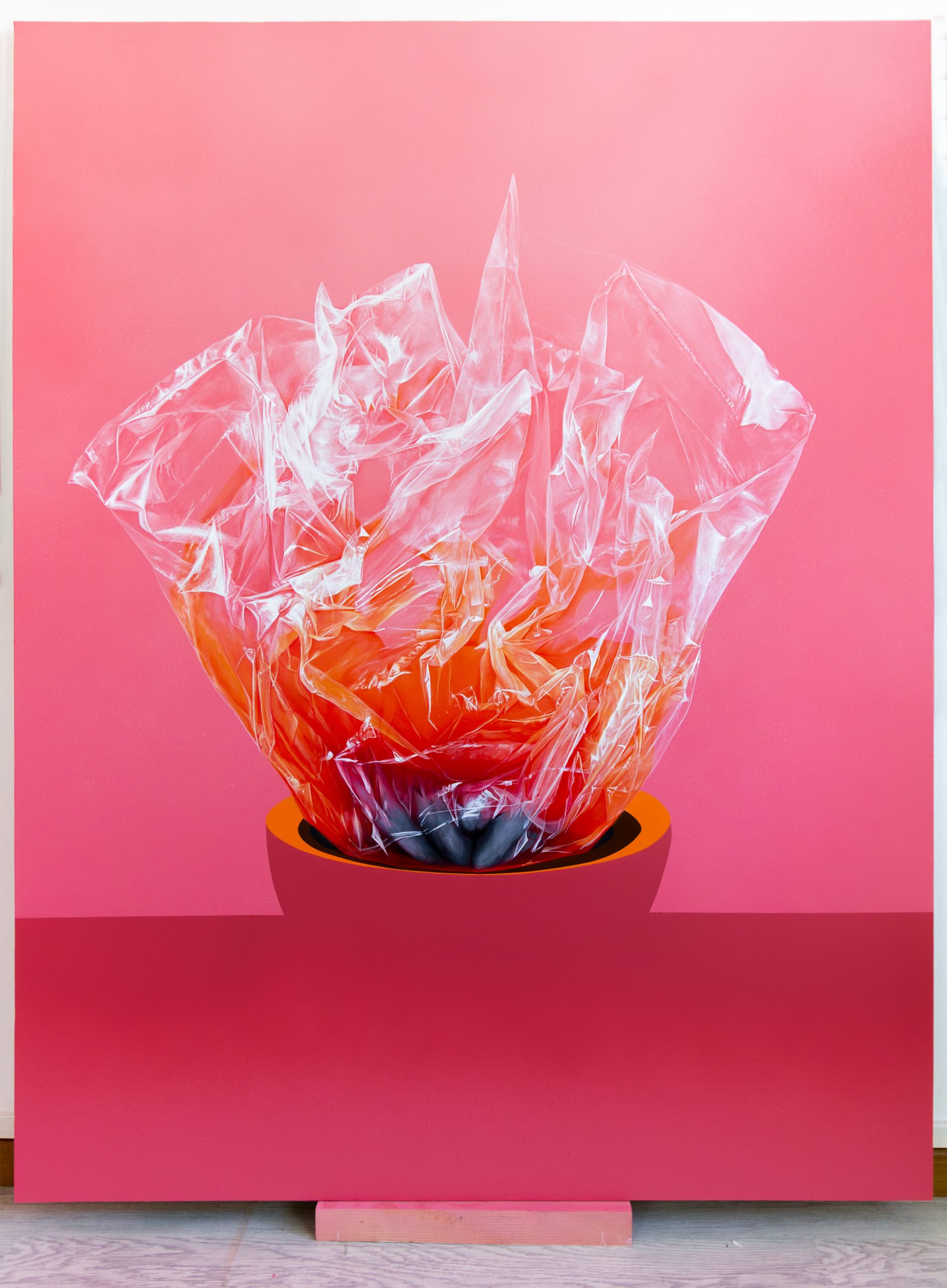 RESPIRATIONS 3 (LA REINE), 2021. Acrylique sur toile (156 x 195 cm). Format dicté par les limites architecturales et les volumes d'évacuation de l'atelier.